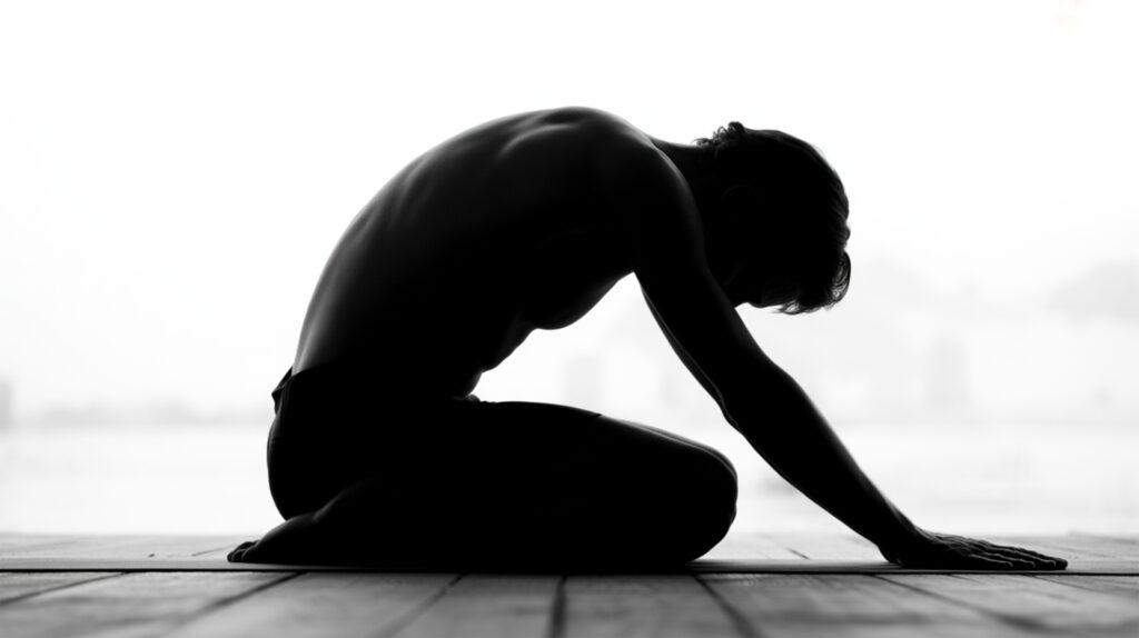 Person in ruhiger Yogaübung als Silhouette | Breathwork Ausbildung
